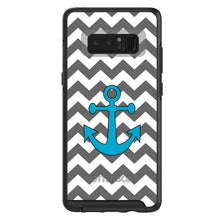 DistinctInk™ OtterBox Symmetry Series Case for Apple iPhone / Samsung Galaxy / Google Pixel - Grey White Chevron Teal Anchor