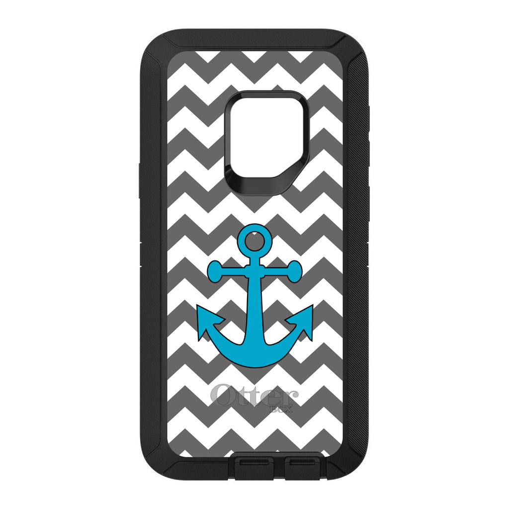 Grey White Chevron Teal Anchor OtterBox Defender Case for iPhone & Galaxy, view 11