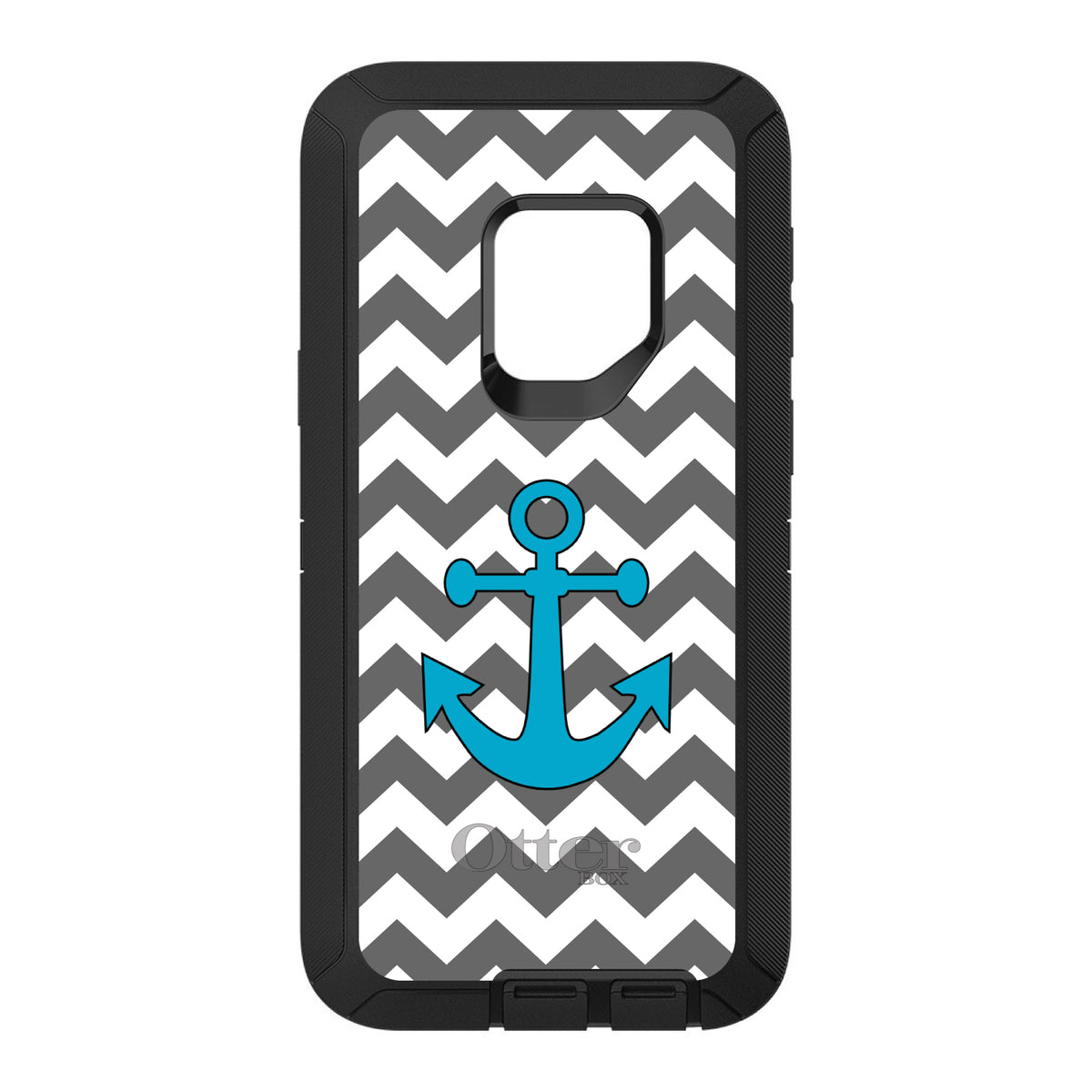 Grey White Chevron Teal Anchor OtterBox Defender Case for iPhone & Galaxy, view 11