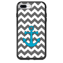 DistinctInk™ OtterBox Symmetry Series Case for Apple iPhone / Samsung Galaxy / Google Pixel - Grey White Chevron Teal Anchor