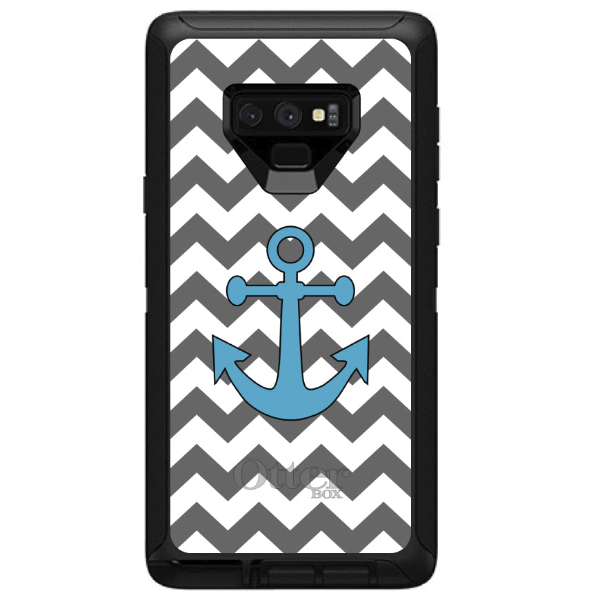Grey White Chevron Teal Anchor OtterBox Defender Case for iPhone & Galaxy, view 16