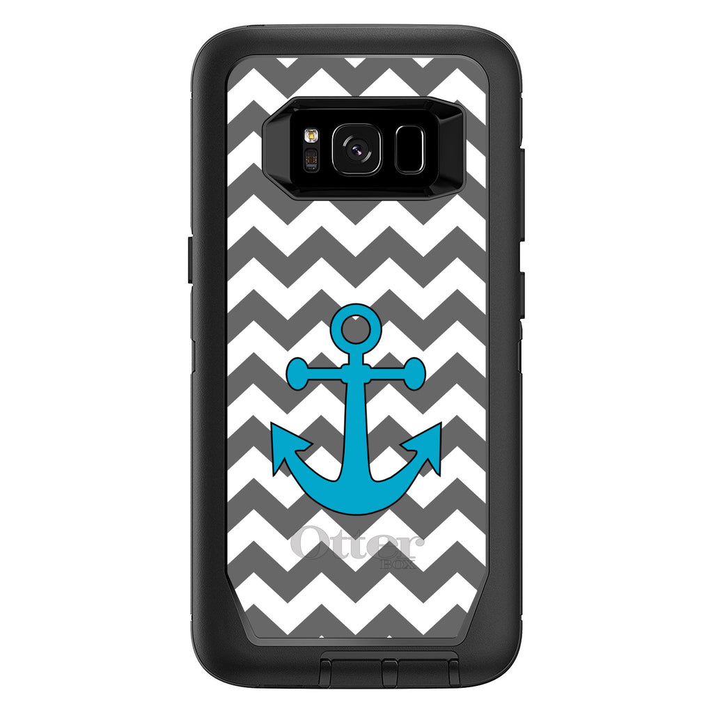 Grey White Chevron Teal Anchor OtterBox Defender Case for iPhone & Galaxy, view 12