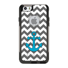 DistinctInk™ OtterBox Commuter Series Case for Apple iPhone or Samsung Galaxy - Grey White Chevron Teal Anchor