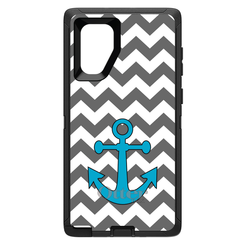 Grey White Chevron Teal Anchor OtterBox Defender Case for iPhone & Galaxy, view 15