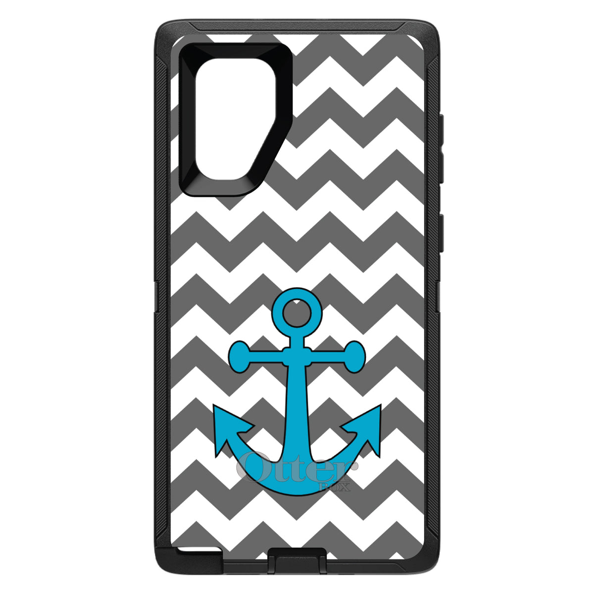 Grey White Chevron Teal Anchor OtterBox Defender Case for iPhone & Galaxy, view 15