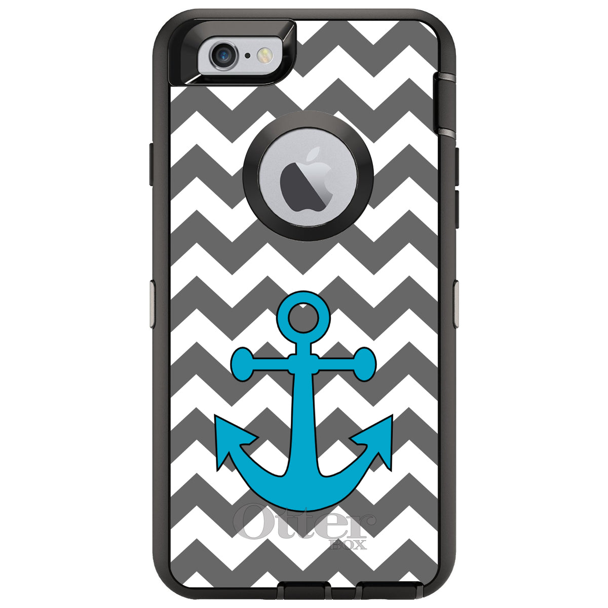 Grey White Chevron Teal Anchor OtterBox Defender Case for iPhone & Galaxy, view 4