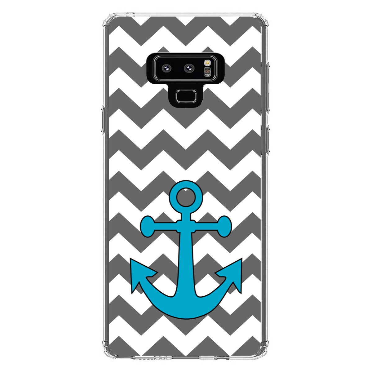 Grey White Chevron Teal Anchor Clear Shockproof iPhone Case, view 11
