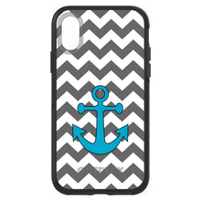 DistinctInk™ OtterBox Symmetry Series Case for Apple iPhone / Samsung Galaxy / Google Pixel - Grey White Chevron Teal Anchor