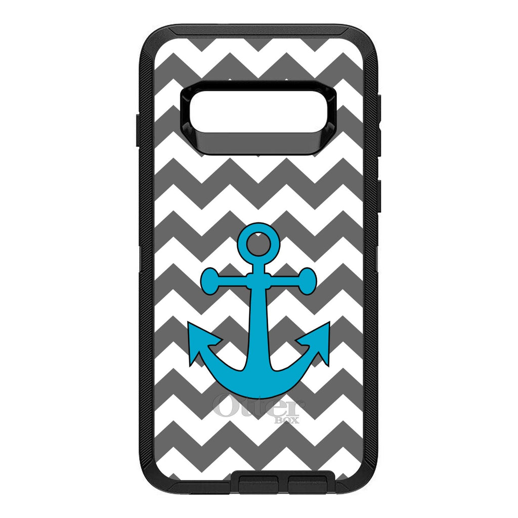 Grey White Chevron Teal Anchor OtterBox Defender Case for iPhone & Galaxy, view 9