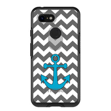 DistinctInk™ OtterBox Symmetry Series Case for Apple iPhone / Samsung Galaxy / Google Pixel - Grey White Chevron Teal Anchor