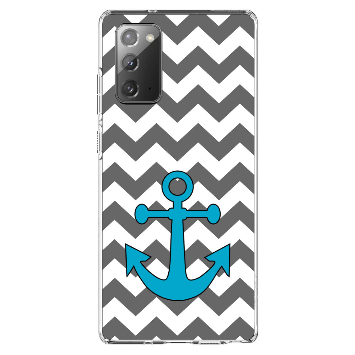 Grey White Chevron Teal Anchor Clear Shockproof iPhone Case, view 8