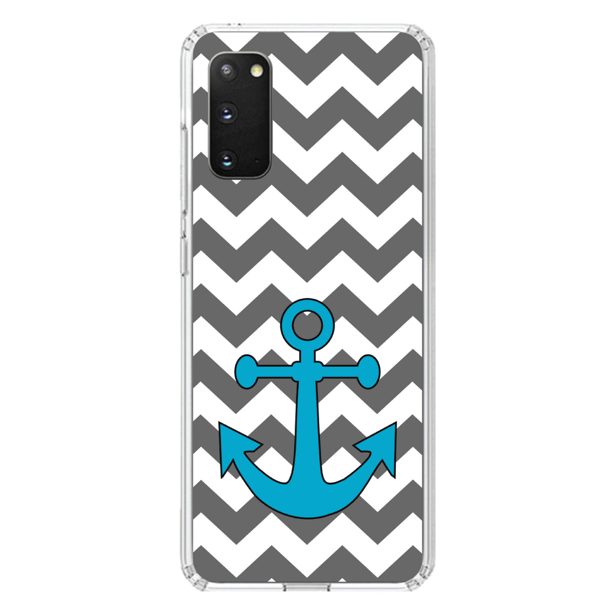 Grey White Chevron Teal Anchor Clear Shockproof iPhone Case, view 13
