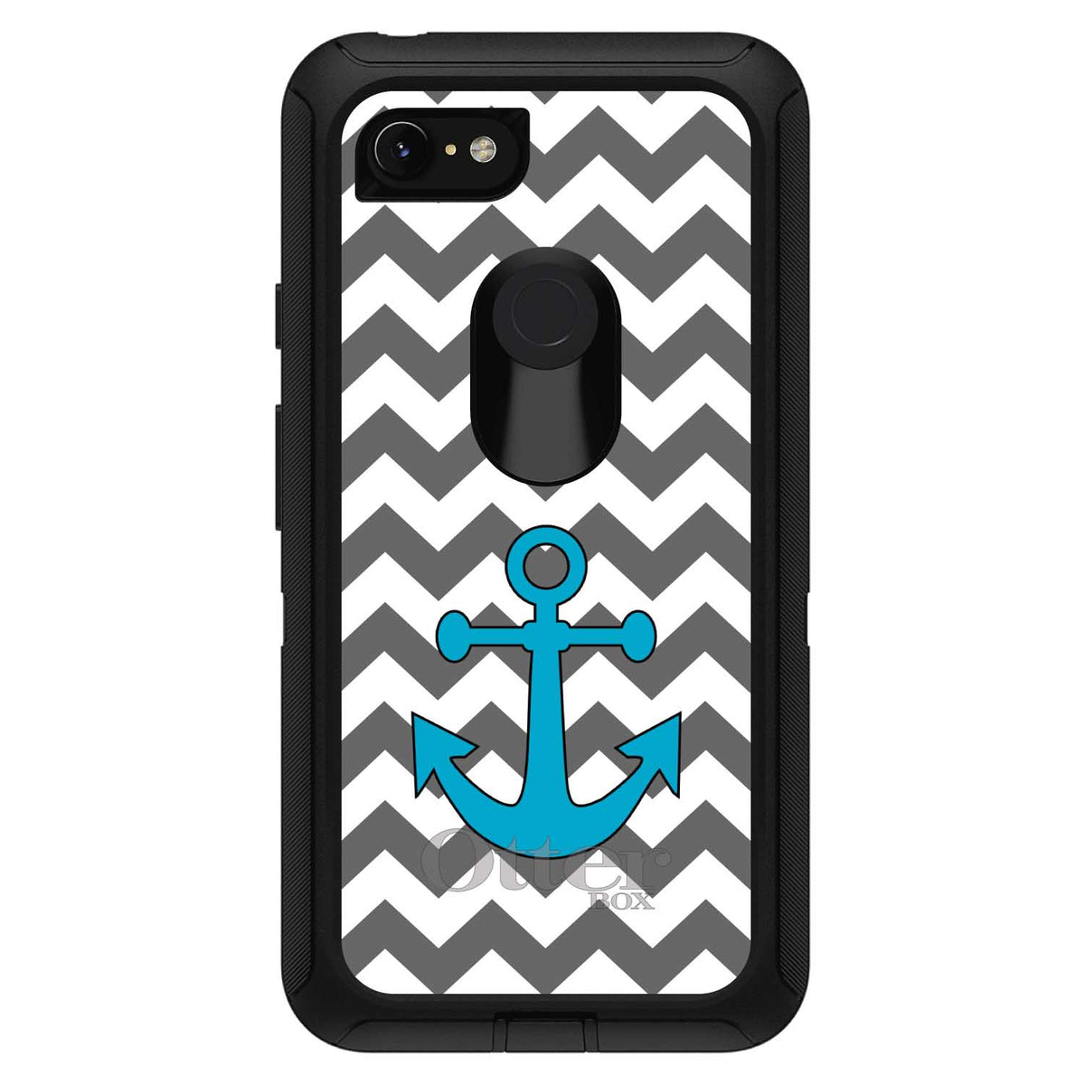 Grey White Chevron Teal Anchor OtterBox Defender Case for iPhone & Galaxy, view 18