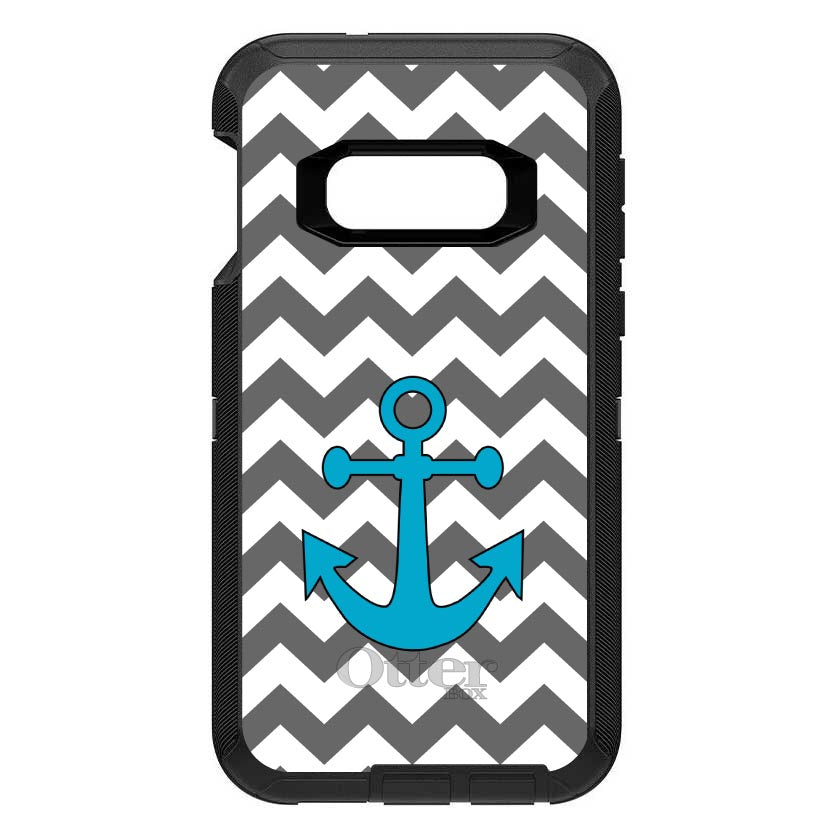 Grey White Chevron Teal Anchor OtterBox Defender Case for iPhone & Galaxy, view 10
