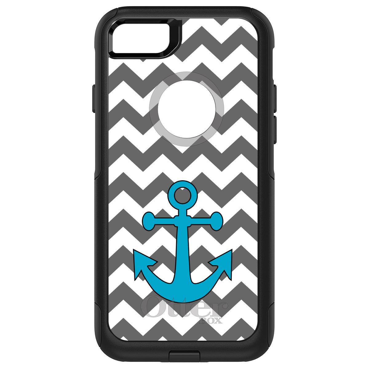 Grey White Chevron Teal Anchor OtterBox Commuter Case for iPhone & Galaxy