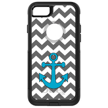 DistinctInk™ OtterBox Commuter Series Case for Apple iPhone or Samsung Galaxy - Grey White Chevron Teal Anchor