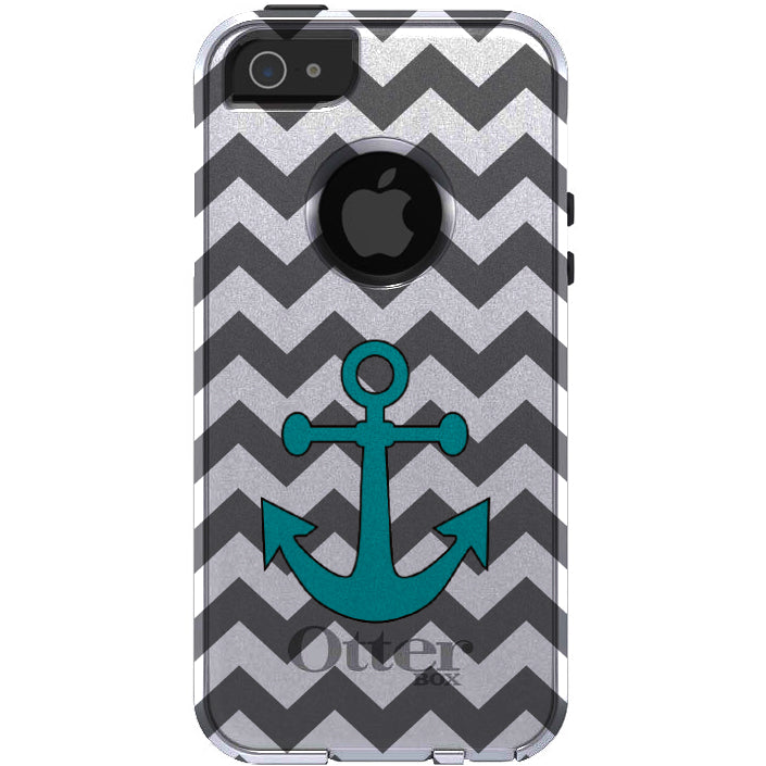Grey White Chevron Teal Anchor OtterBox Commuter Case for iPhone & Galaxy, view 5