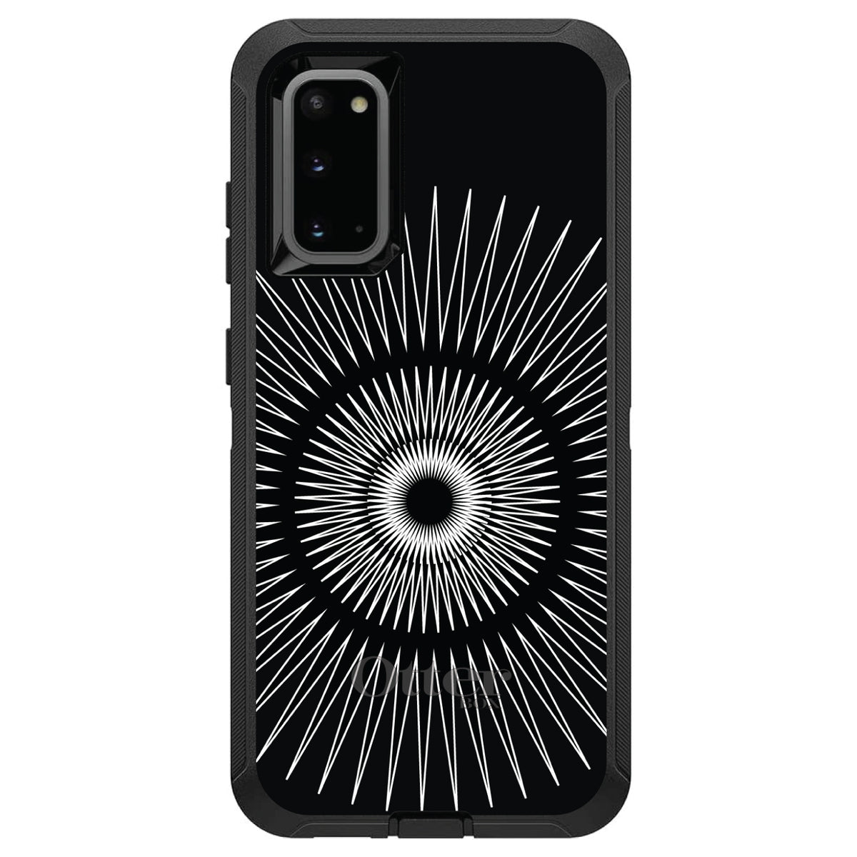 Black White Star Bursts OtterBox Defender Case for iPhone & Galaxy, view 8