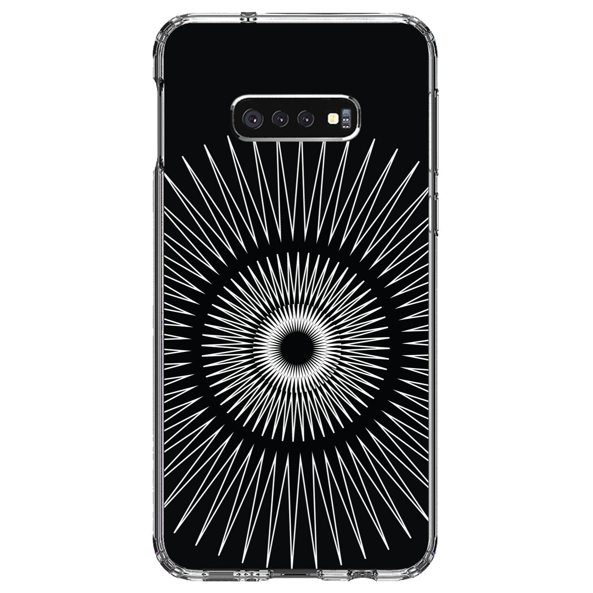 Black White Star Bursts Clear Shockproof iPhone Case, view 18