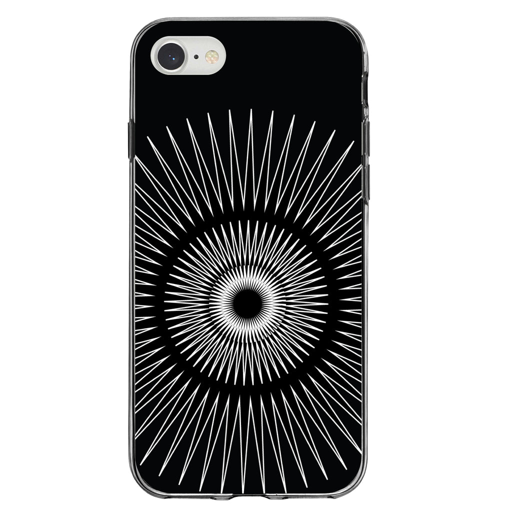 Black White Star Bursts Clear Shockproof iPhone Case, view 5