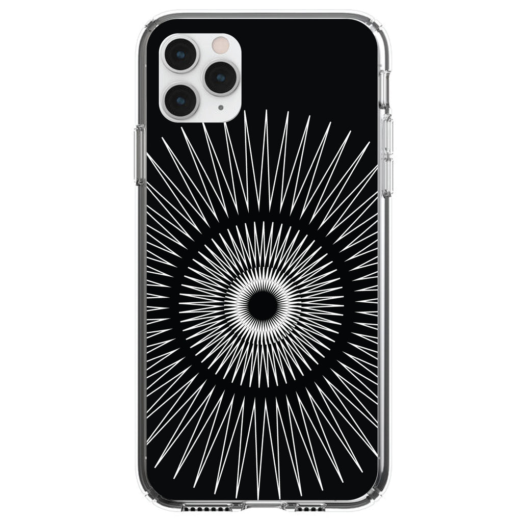 Black White Star Bursts Clear Shockproof iPhone Case