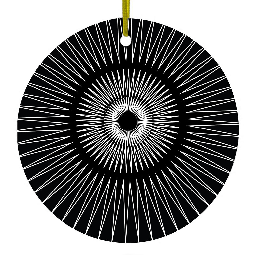 Black White Star Bursts Ceramic Ornament