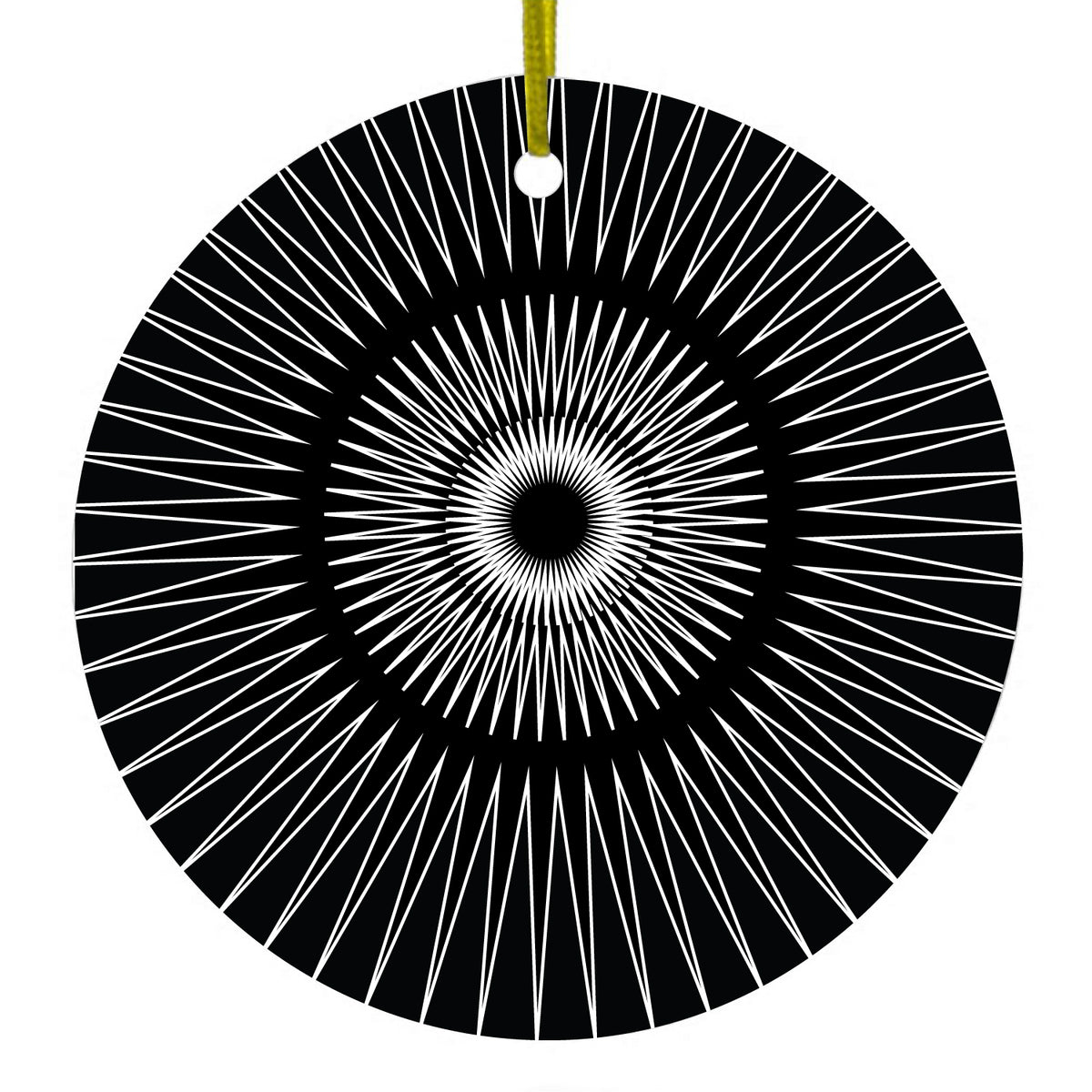 Black White Star Bursts Ceramic Ornament