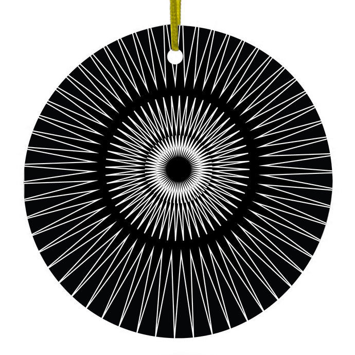 Black White Star Bursts Ceramic Ornament