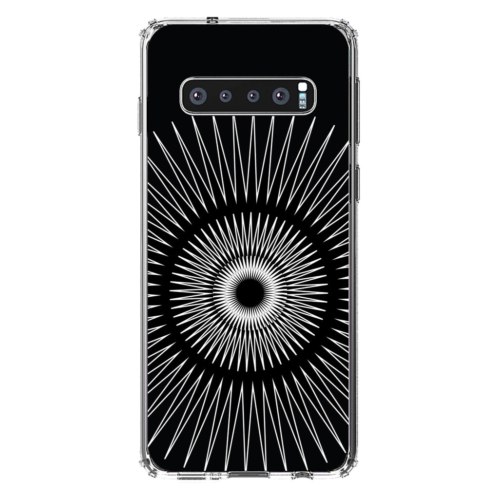 Black White Star Bursts Clear Shockproof iPhone Case, view 16