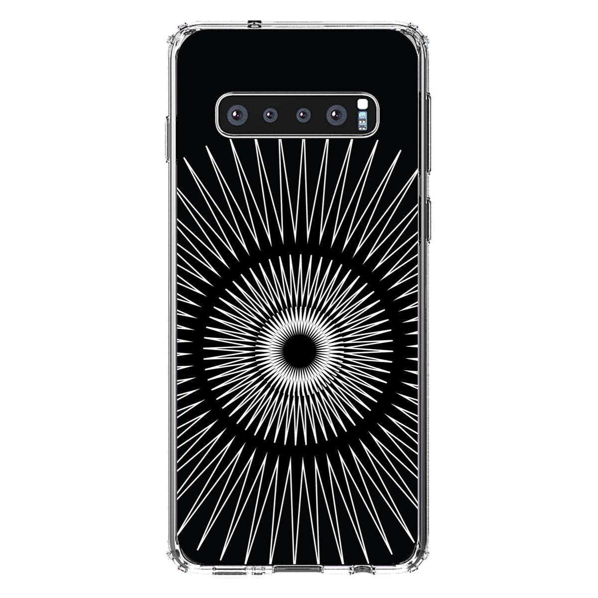 Black White Star Bursts Clear Shockproof iPhone Case, view 16