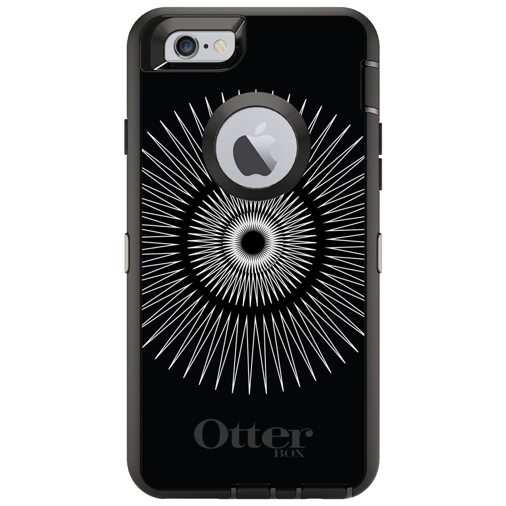 Black White Star Bursts OtterBox Defender Case for iPhone & Galaxy, view 4