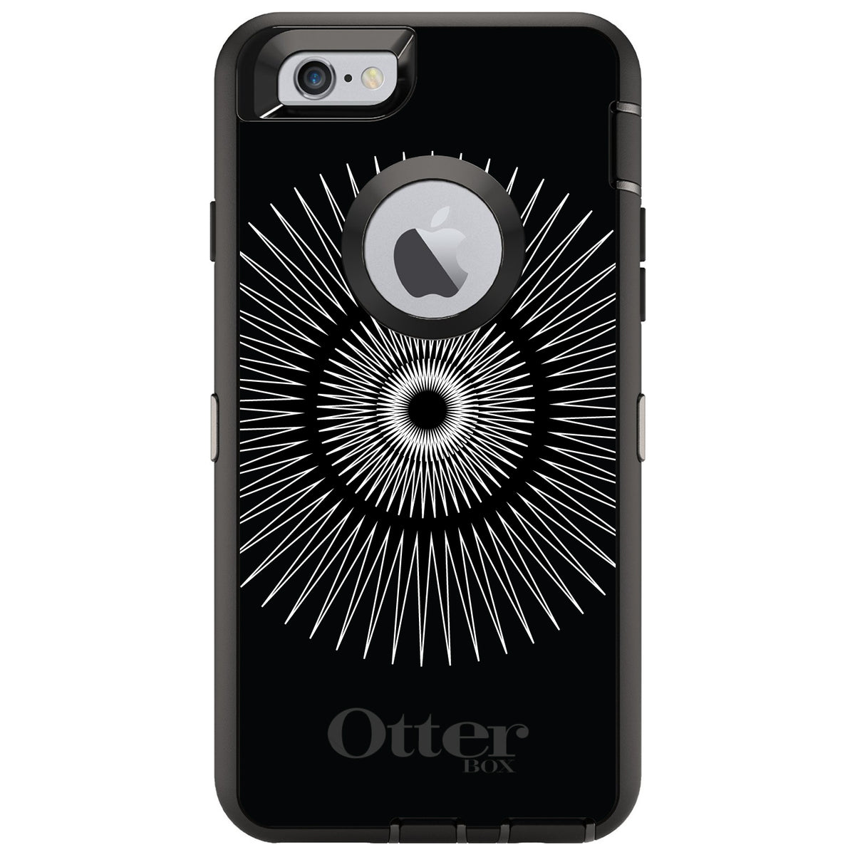 Black White Star Bursts OtterBox Defender Case for iPhone & Galaxy, view 4