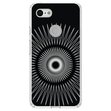 DistinctInk® Clear Shockproof Hybrid Case for Apple iPhone / Samsung Galaxy / Google Pixel - Black White Star Bursts
