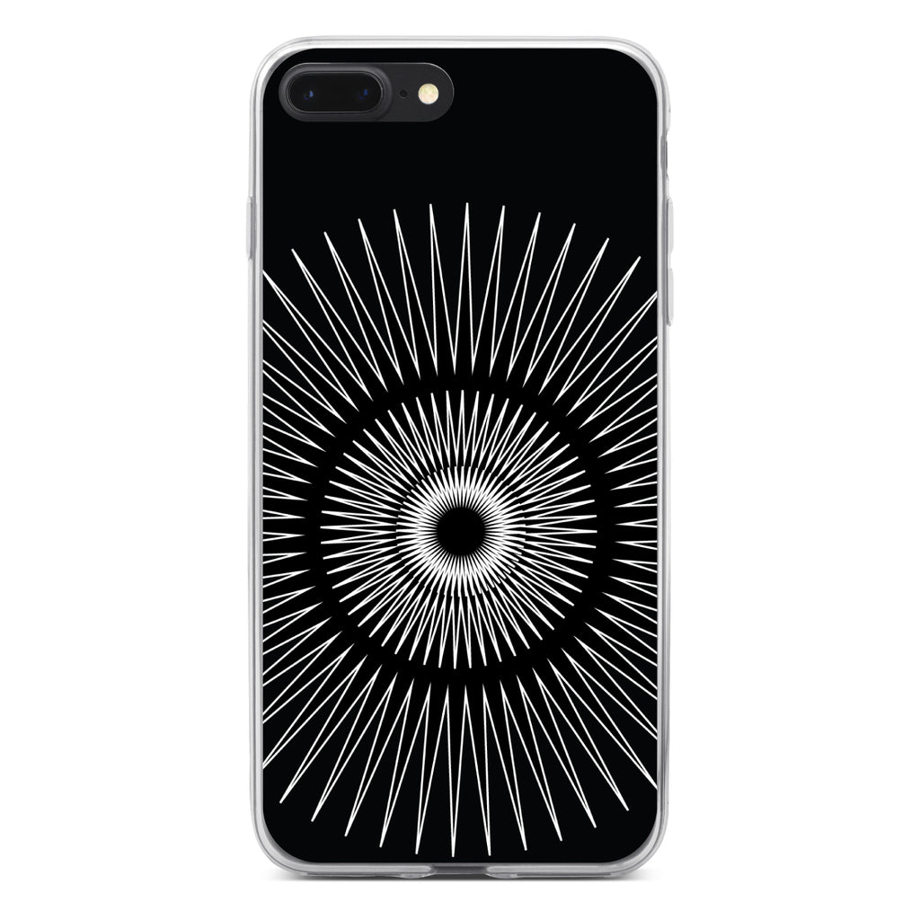 Black White Star Bursts Clear Shockproof iPhone Case, view 6