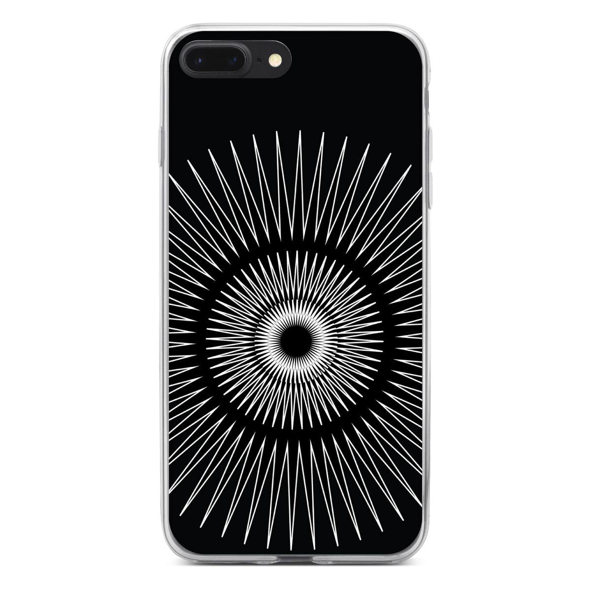 Black White Star Bursts Clear Shockproof iPhone Case, view 6
