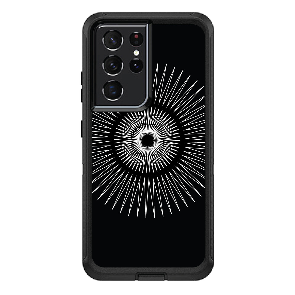 Black White Star Bursts OtterBox Defender Case for iPhone & Galaxy, view 7