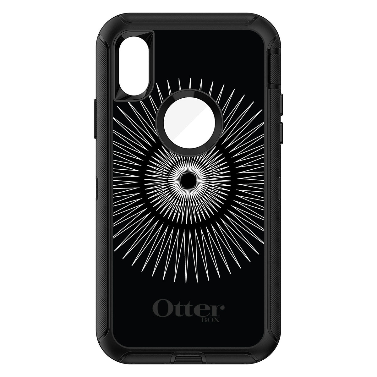 Black White Star Bursts OtterBox Defender Case for iPhone & Galaxy, view 3