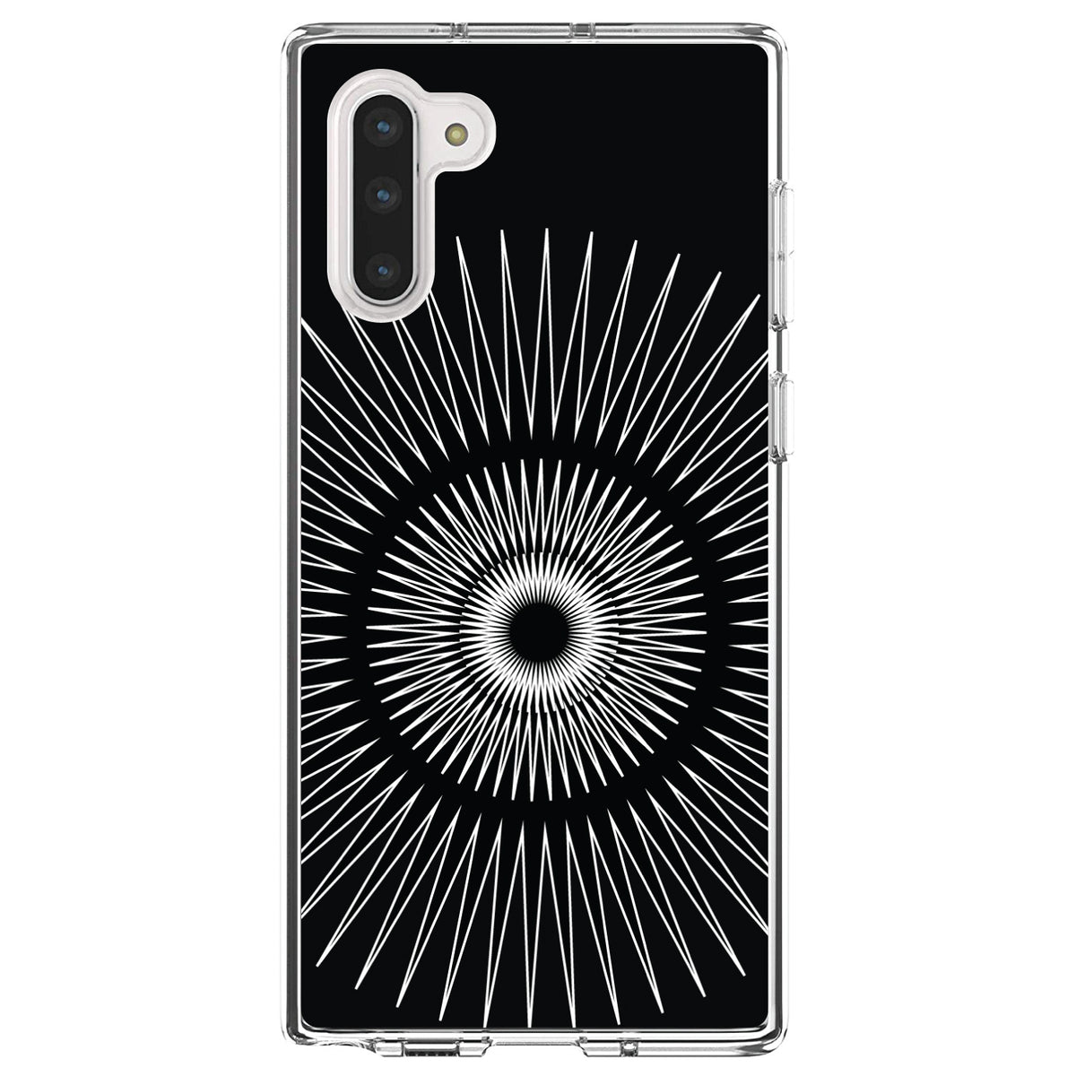 Black White Star Bursts Clear Shockproof iPhone Case, view 9