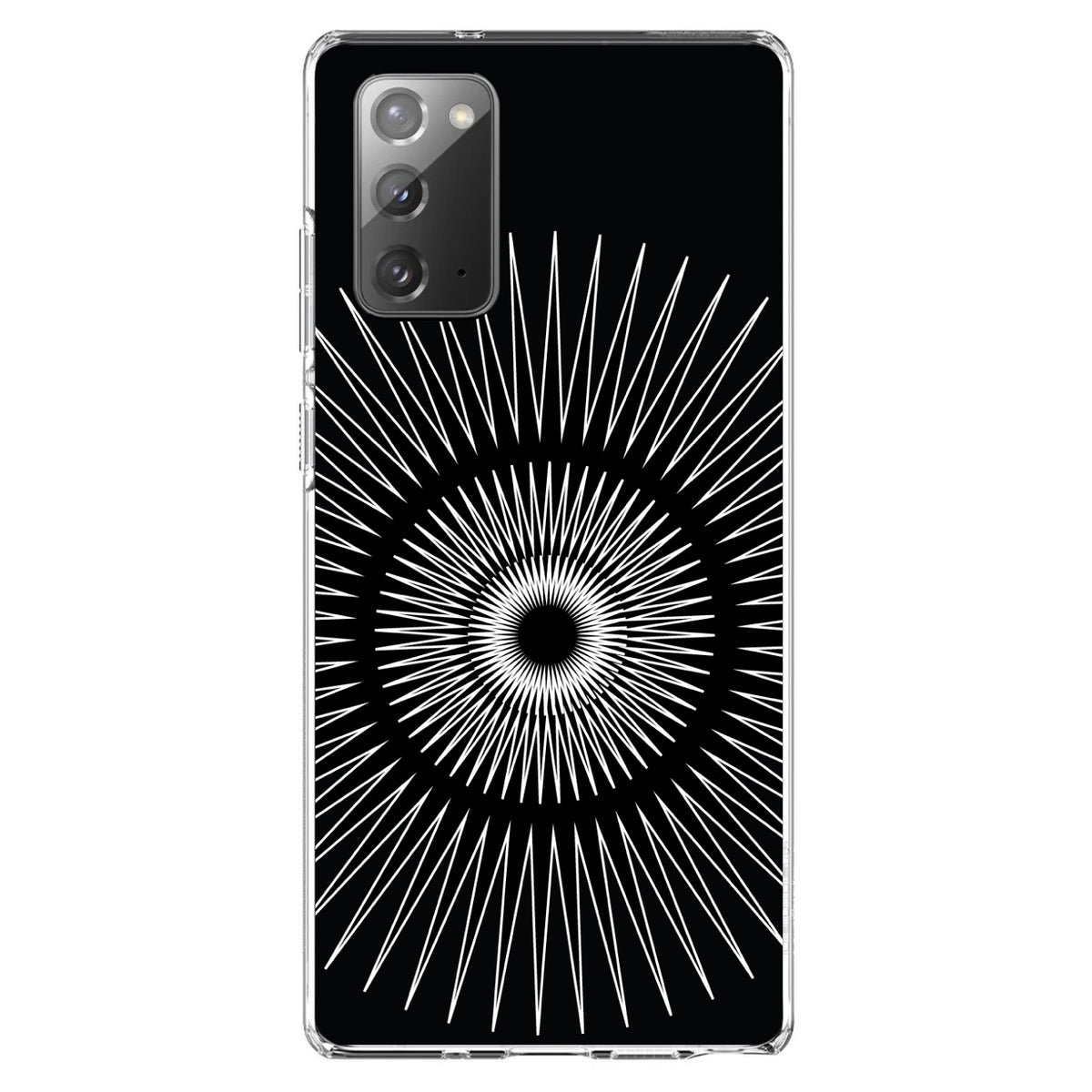 Black White Star Bursts Clear Shockproof iPhone Case, view 7