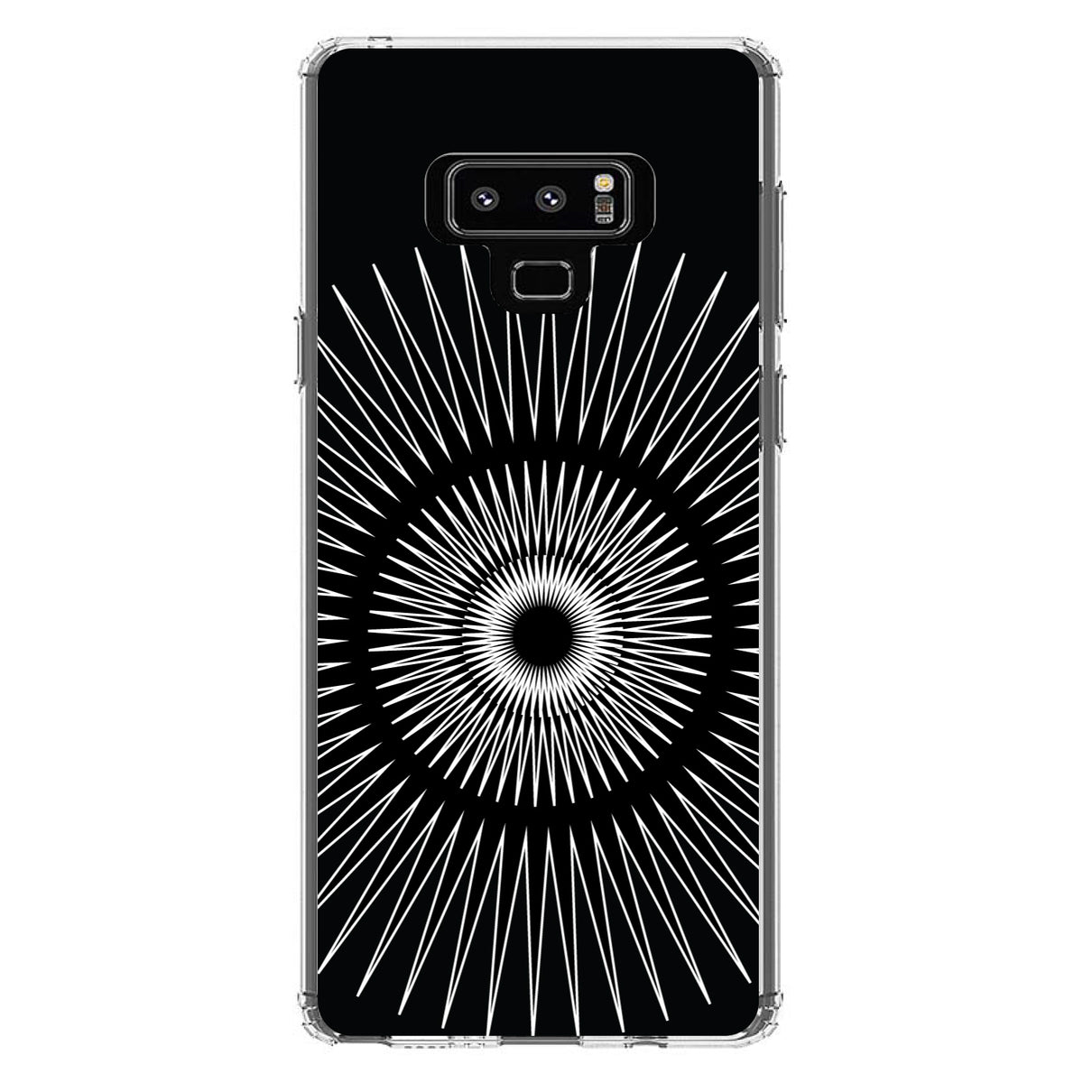 Black White Star Bursts Clear Shockproof iPhone Case, view 11
