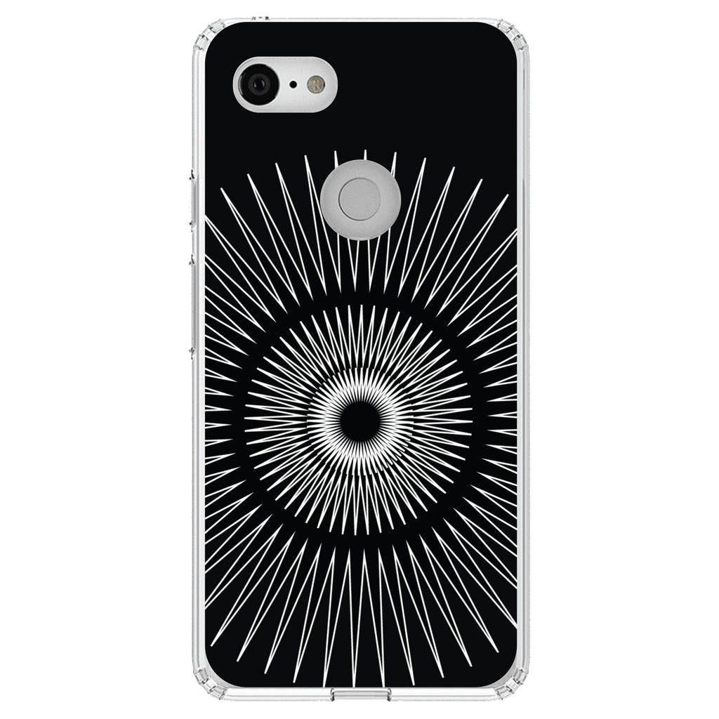 Black White Star Bursts Clear Shockproof iPhone Case, view 22