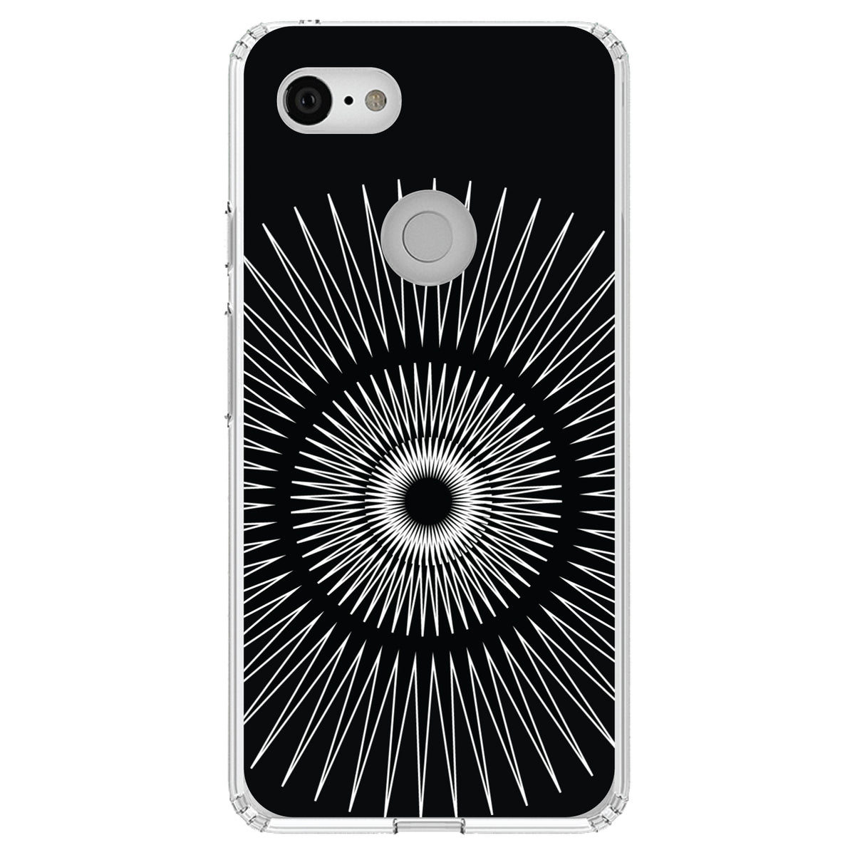 Black White Star Bursts Clear Shockproof iPhone Case, view 22