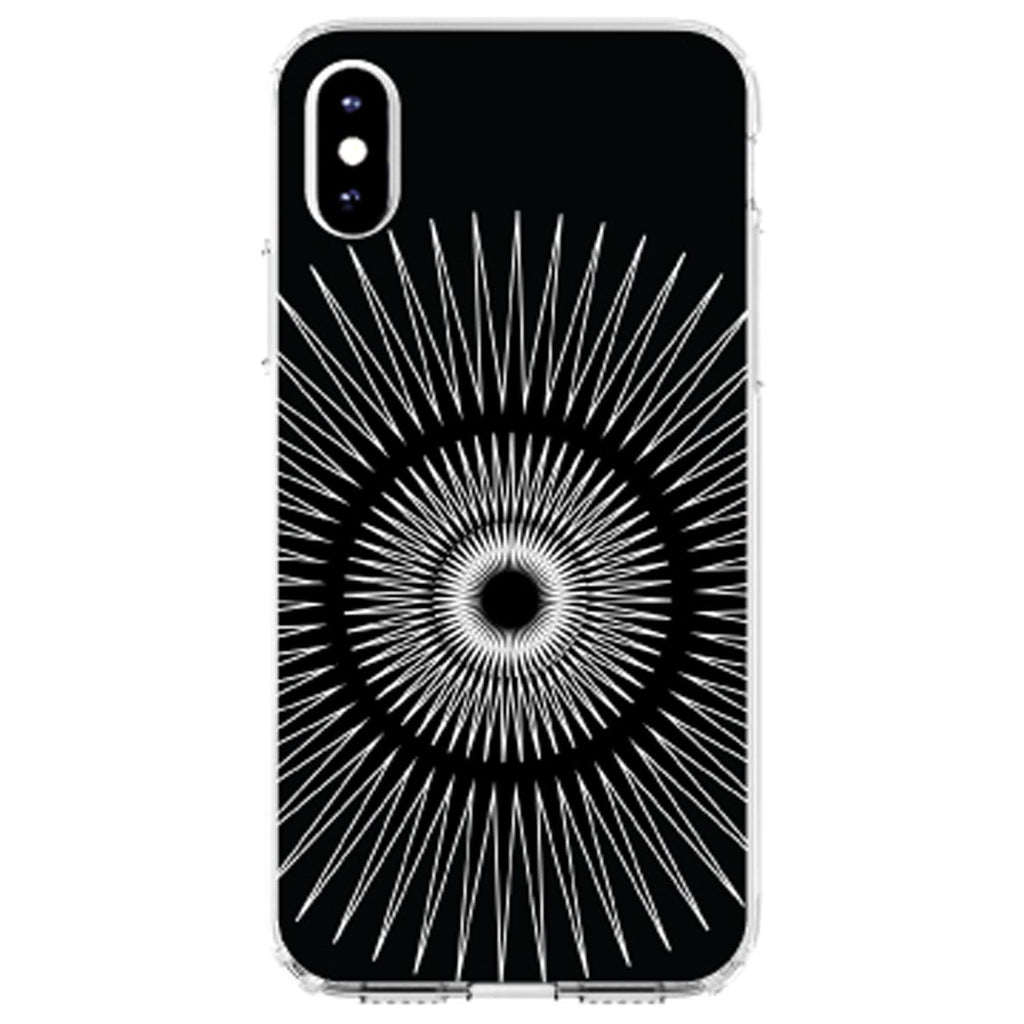 Black White Star Bursts Clear Shockproof iPhone Case, view 4