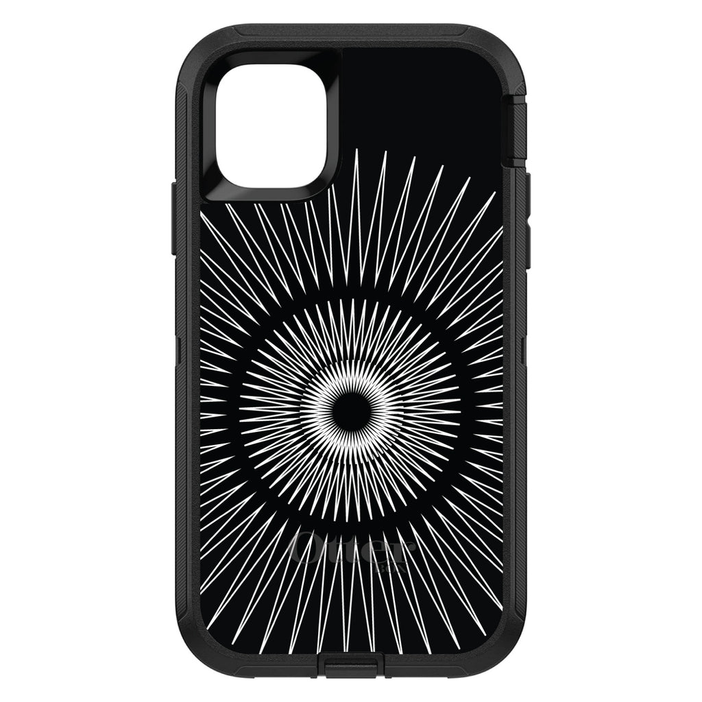Black White Star Bursts OtterBox Defender Case for iPhone & Galaxy, view 2