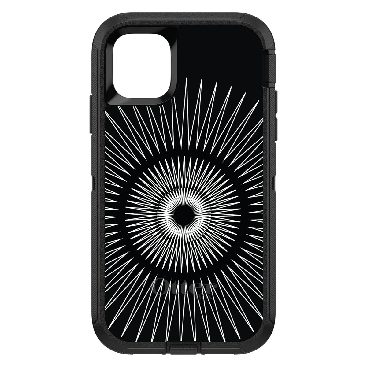 Black White Star Bursts OtterBox Defender Case for iPhone & Galaxy, view 2