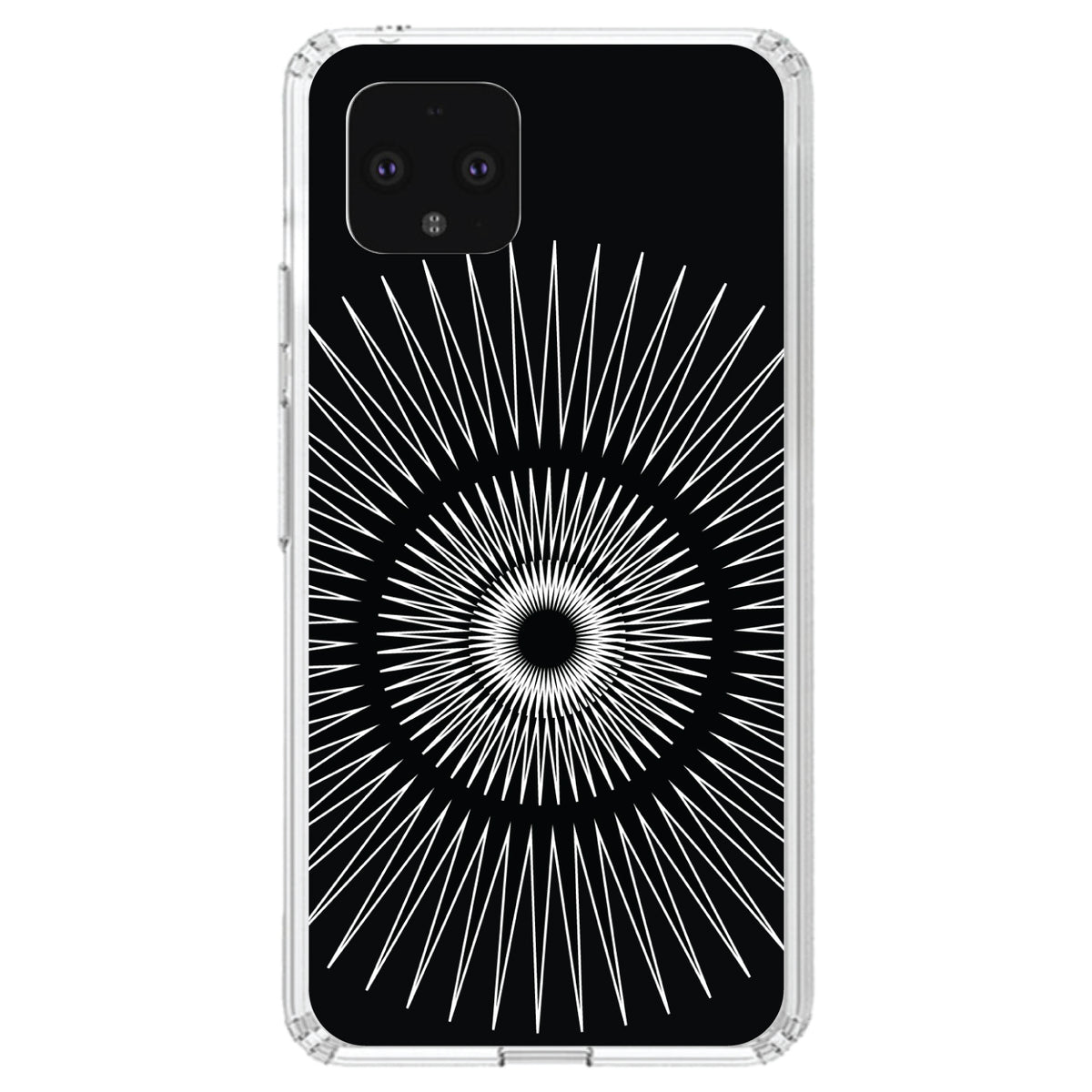 Black White Star Bursts Clear Shockproof iPhone Case, view 24