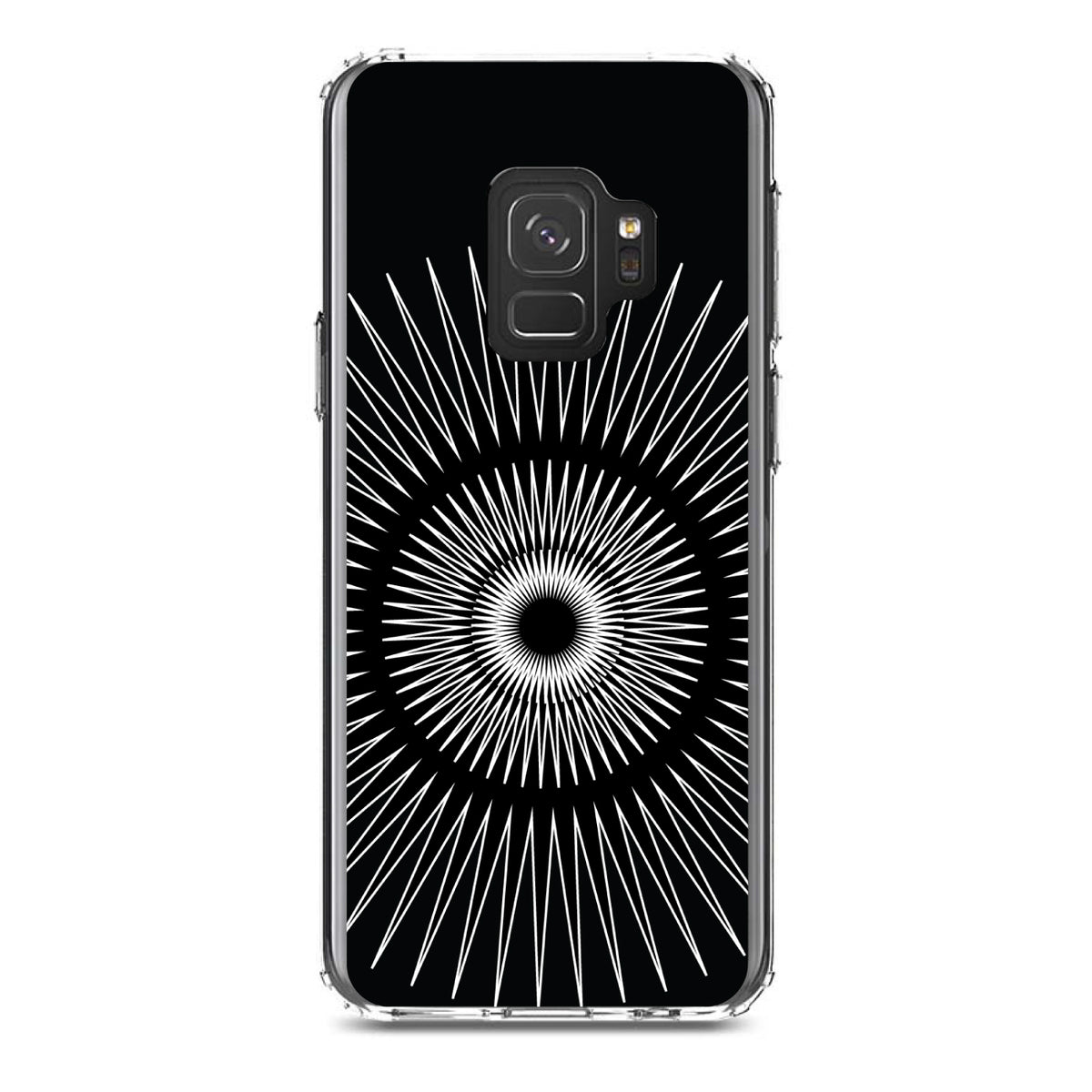 Black White Star Bursts Clear Shockproof iPhone Case, view 19
