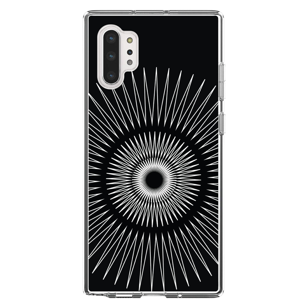 Black White Star Bursts Clear Shockproof iPhone Case, view 10