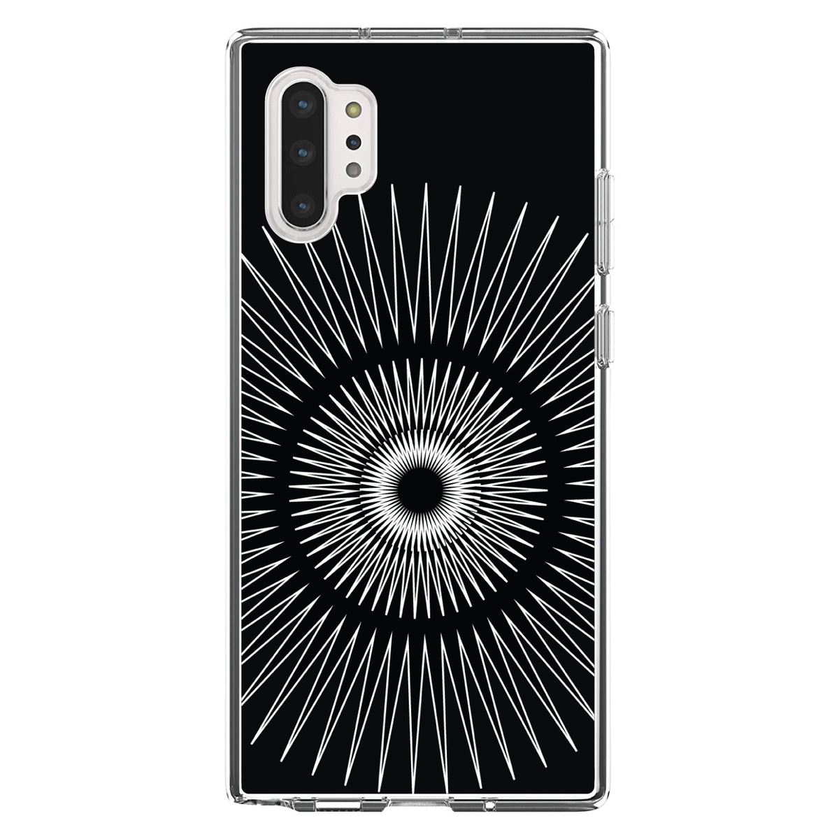 Black White Star Bursts Clear Shockproof iPhone Case, view 10