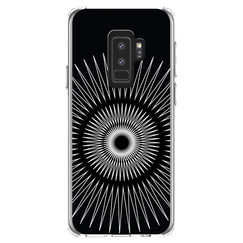 Black White Star Bursts Clear Shockproof iPhone Case, view 20